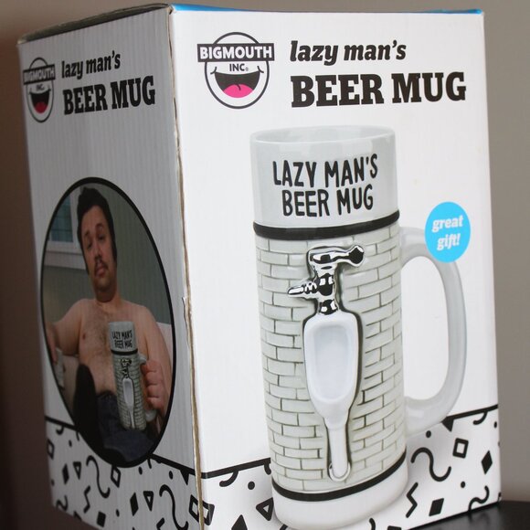 LAZY MAN'S BEER MUG / BEER STEIN - Holds Up To 950ml (32oz) - NEW - Picture 6 of 9